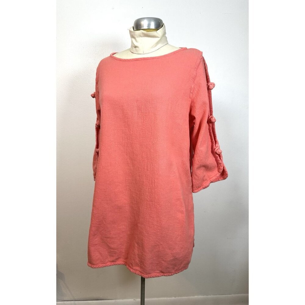 Dunes Relaxed fashion Linen Beach Tunic Top Womens L‎ Cotton Swim Coverup Coral